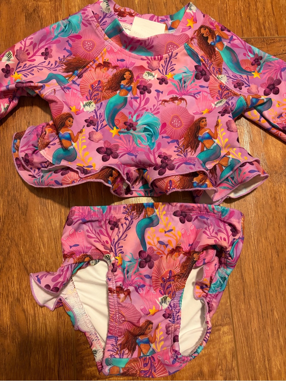 POSH PEANUT x DISNEY | The Little Mermaid Long Sleeve Rash Guard swimsuit set
